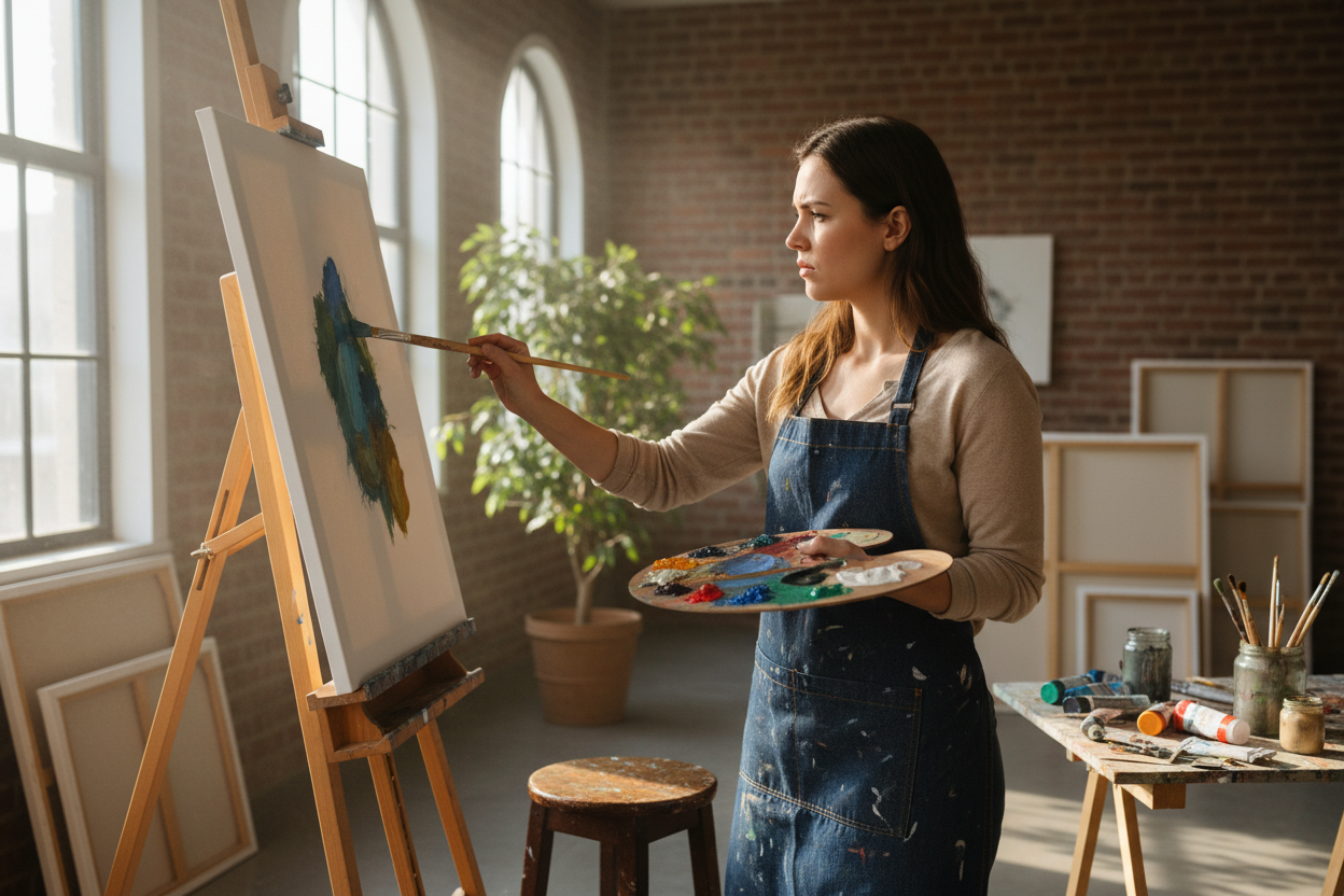 women painting an art 